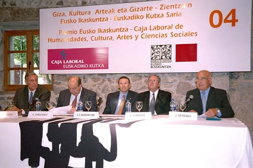 Juan María Otaegi, Salvador Ordoñez, Juan José Ibarretxe, Luis Campoy eta Xabier Retegi.