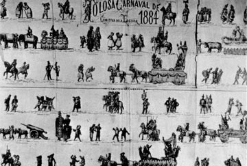 Cartel anunciador de los carnavales de Tolosa de 1884