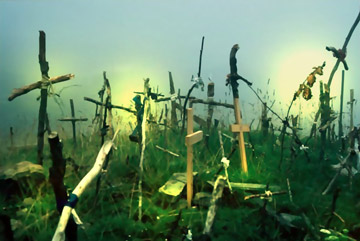 Cruces de peregrinos en Ibañeta