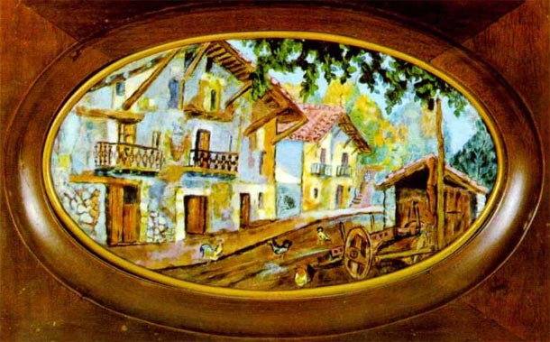 Esmalte de F. Álvarez Galindez. <em>Caminos viejos de Areta</em> 
      (Llodio)