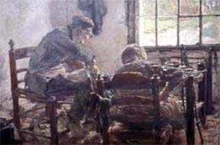 "Taller de zapatero" de Max Liebermann (1881). Alte National, Berlín.